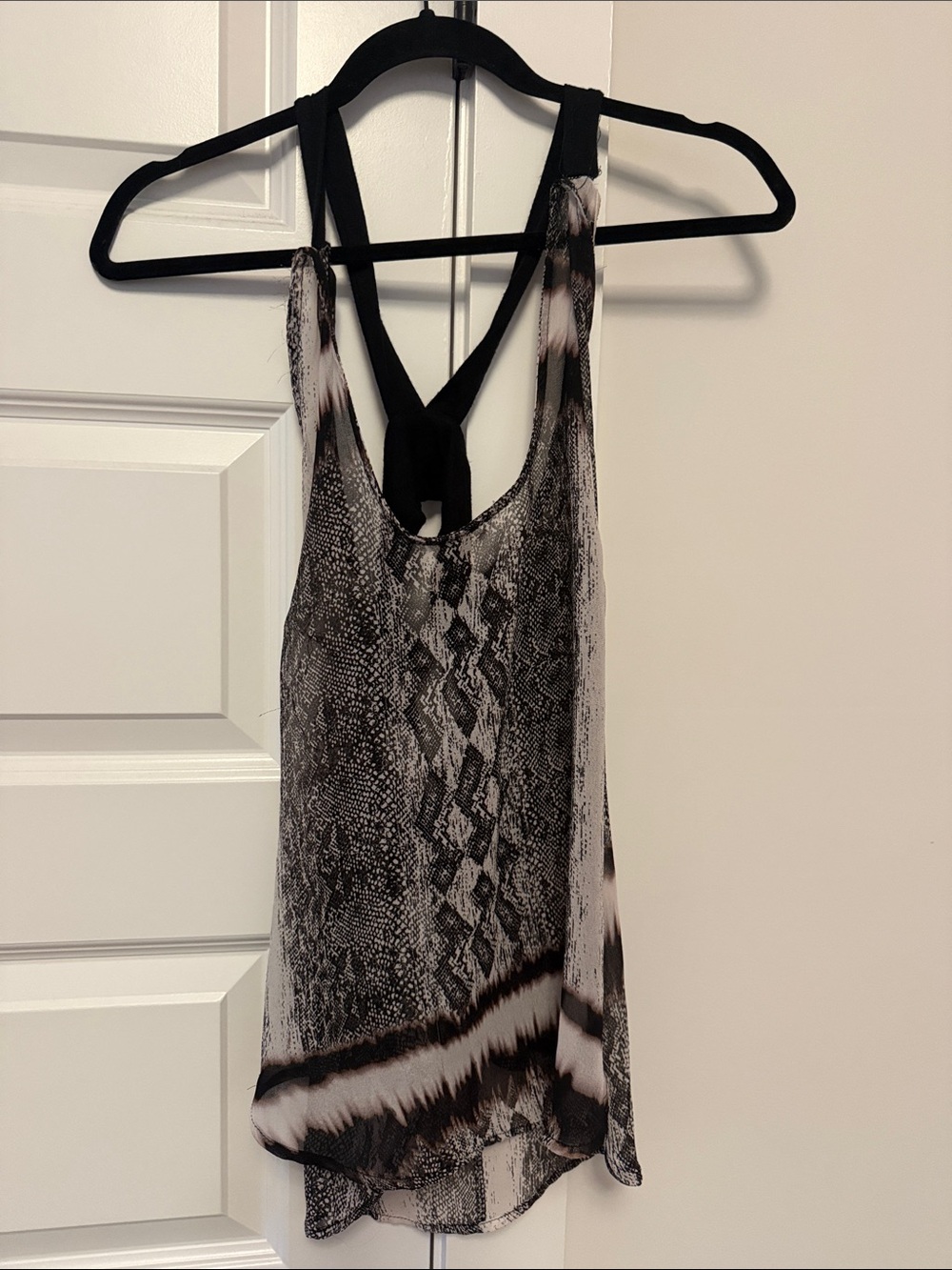 Astr Black & White Snake-Print Strappy Tank